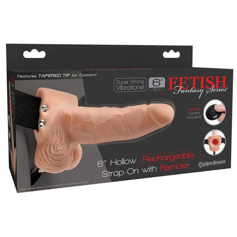Fetish Fantasy 6" Hollow Rechargeable Strap-on with Remote