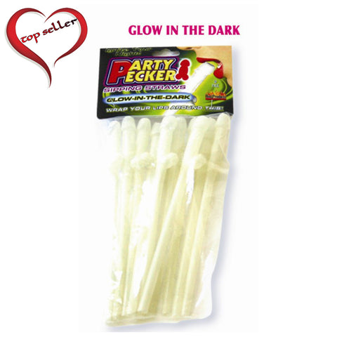 Hott Products - Glow in the Dark Party Pecker Sipping Straws